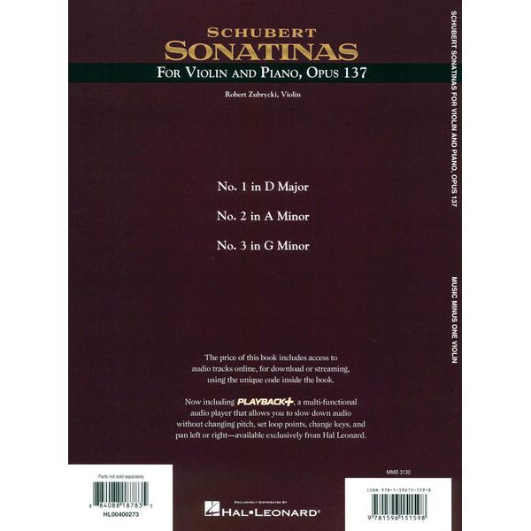 Music Minus One Schubert Violin Sonatinas