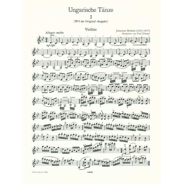 Edition Peters Brahms Ungarische Tnze VL