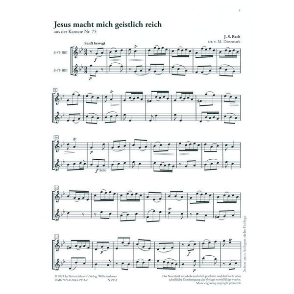 Heinrichshofen Verlag Bach Ein ungefrbt Gemüte