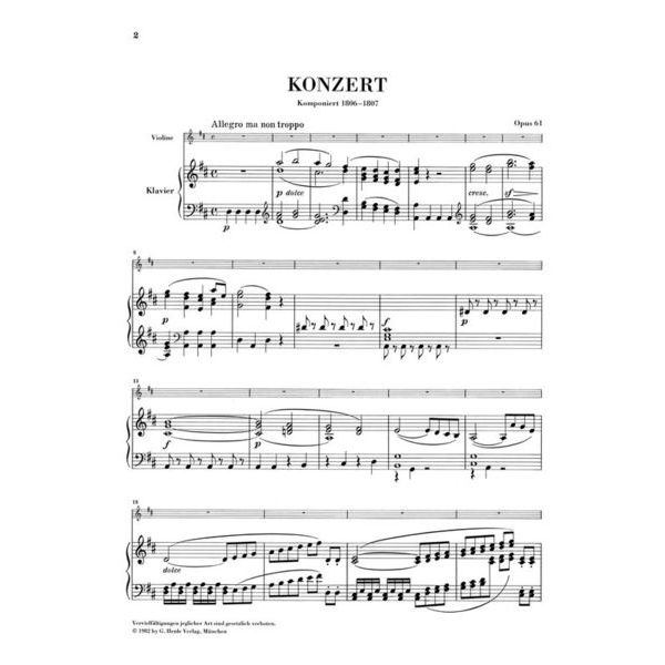 Henle Verlag Beethoven Violinkonzert D-Dur