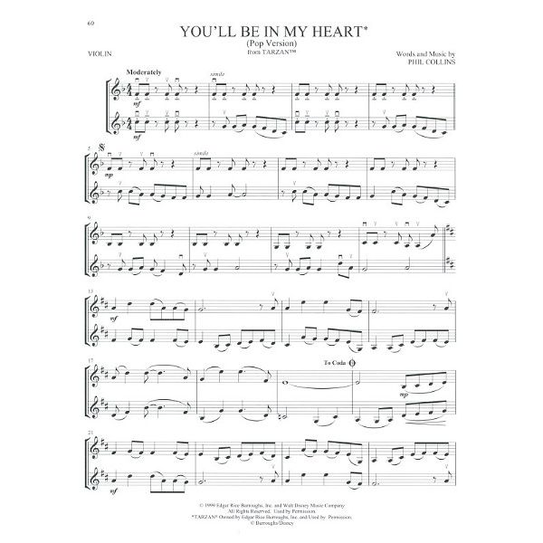 Hal Leonard Disney Songs For Violin Duet
