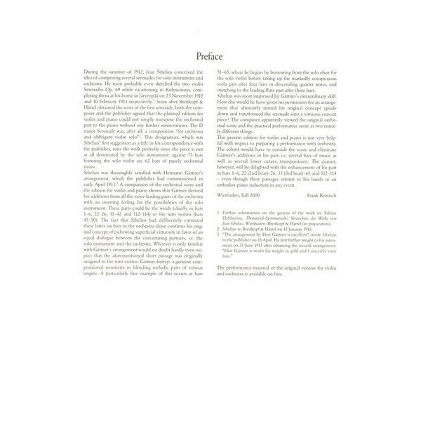 Breitkopf & Hrtel Sibelius Serenata D-Dur Violin