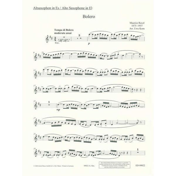 Schott Ravel Bolero (A-Sax)