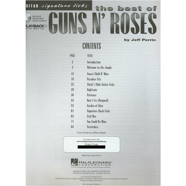 Hal Leonard Signature Licks Guns N' Roses
