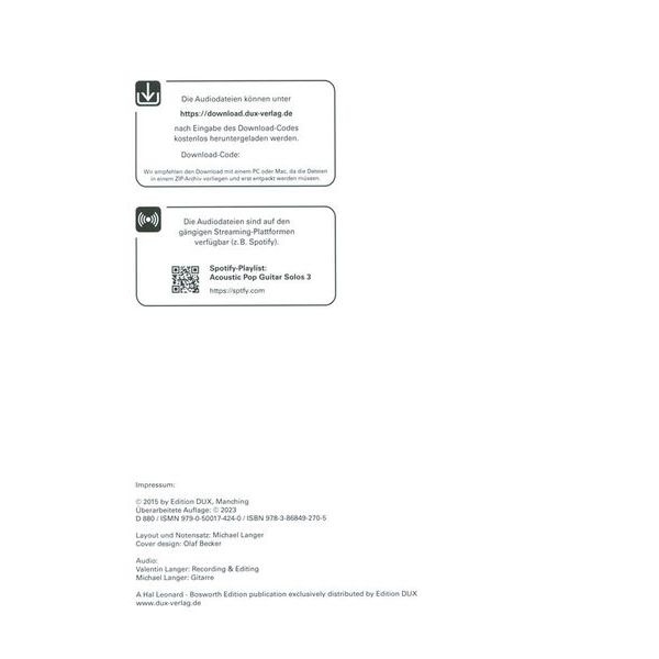 Edition Dux Acoustic Pop Guitar Solos 3