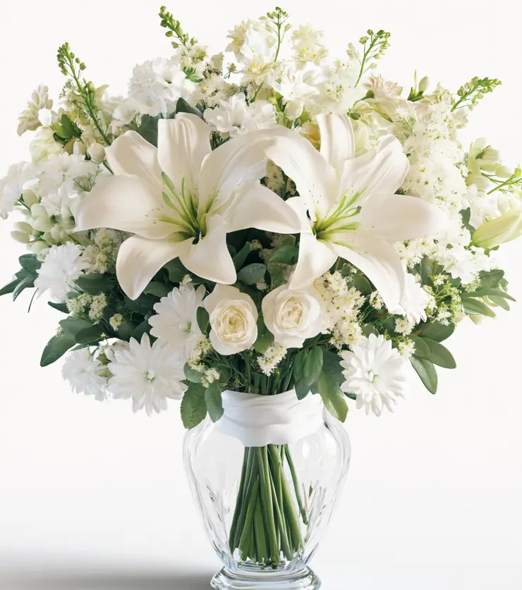 All-White Full Blossom Floral Bouquet