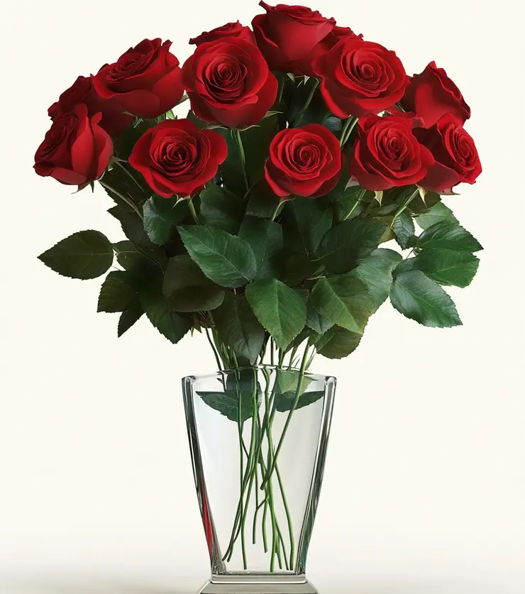 Twelve perfect roses