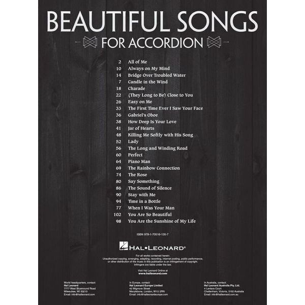 Hal Leonard Beautiful Songs for Accordion