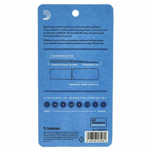 DAddario Woodwinds Royal Alto Sax 3.0 - 3-Pack