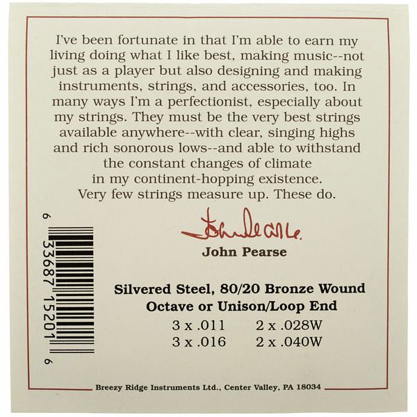 John Pearse 5200L Bouzouki Strings
