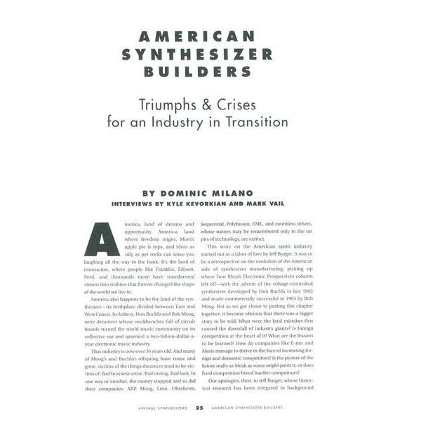 Backbeat Books Vintage Synthesizers