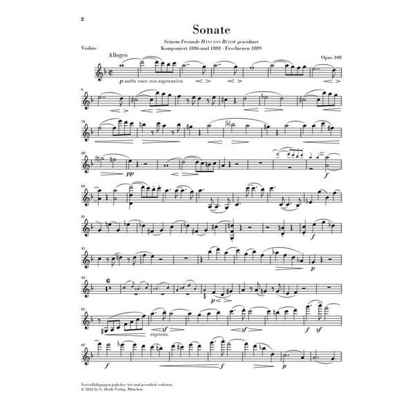 Henle Verlag Brahms Violinsonate d-moll