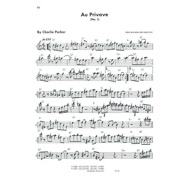 Atlantic Music Charlie Parker Omnibook Eb
