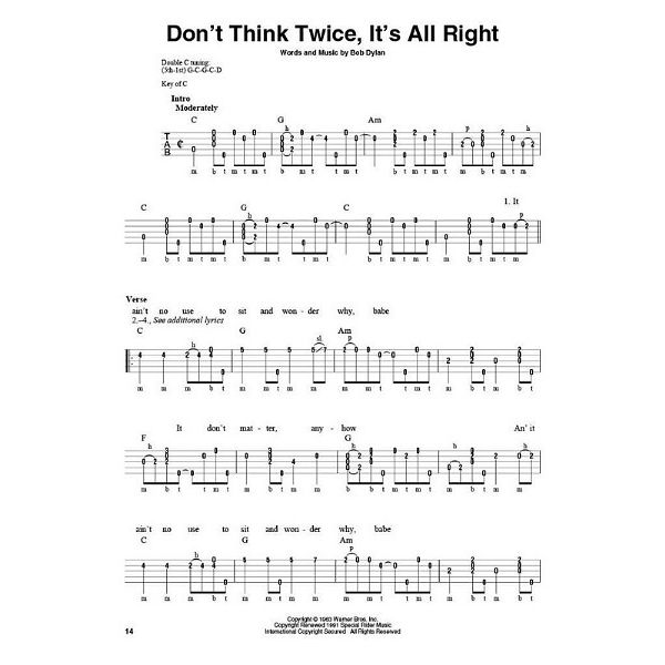 Hal Leonard Bob Dylan For Clawhammer Banjo