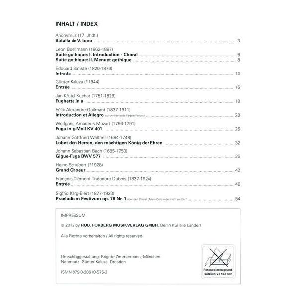 Robert Forberg Musikverlag Entrée und Sortie