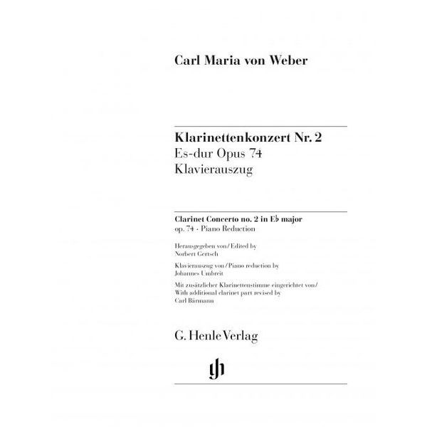 Henle Verlag Weber Clarinet Concerto No.2