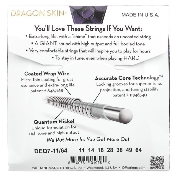 DR Strings Dragon Skin+ DEQ-7/1164 Coated