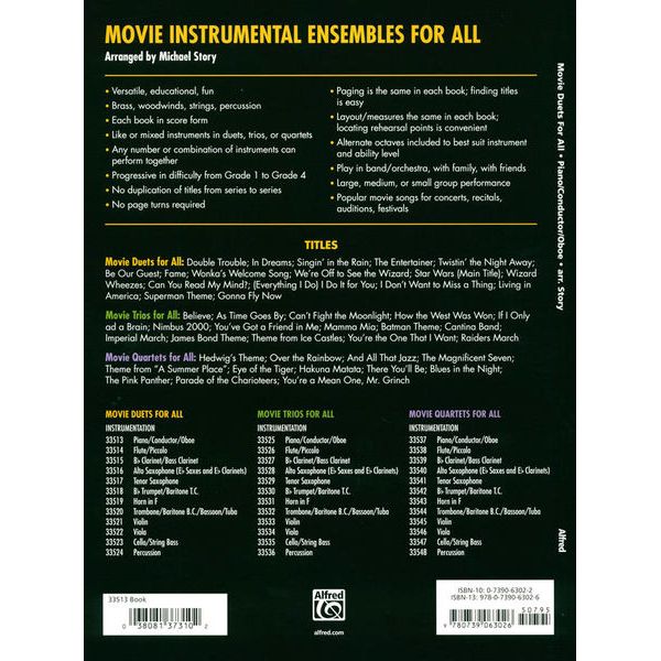 Alfred Music Publishing Movie Duets For All Oboe