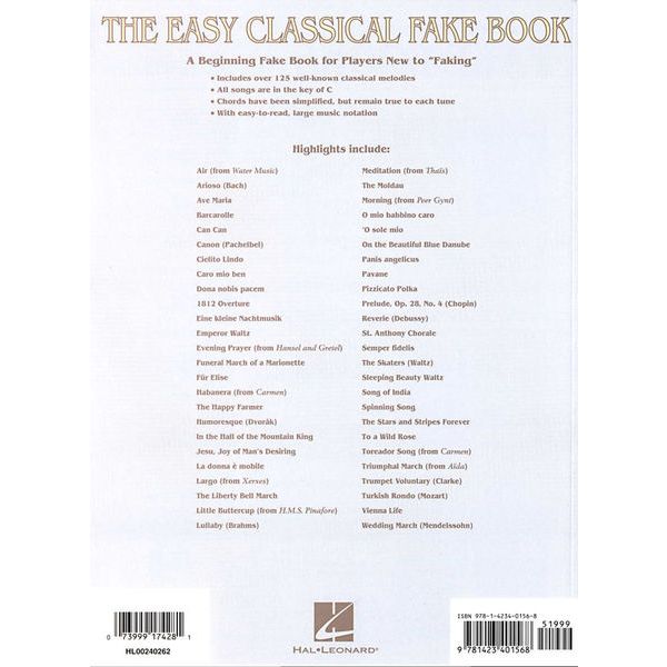 Hal Leonard The Easy Classical Fake Book