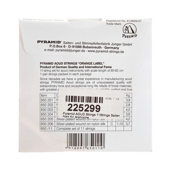 Pyramid Aoud Strings Arabic Tuning