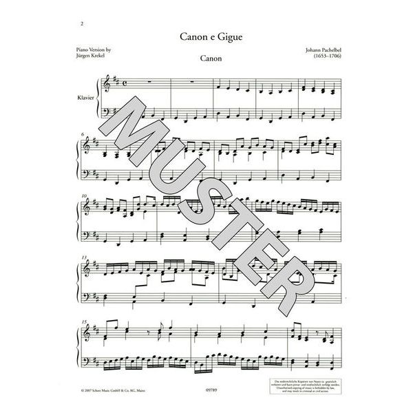 Schott Pachelbel Kanon Piano