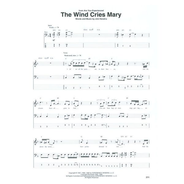 Hal Leonard Jimi Hendrix Bass Tab