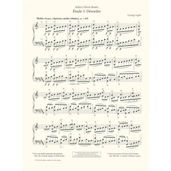 Schott Ligeti Etudes pour Piano 1