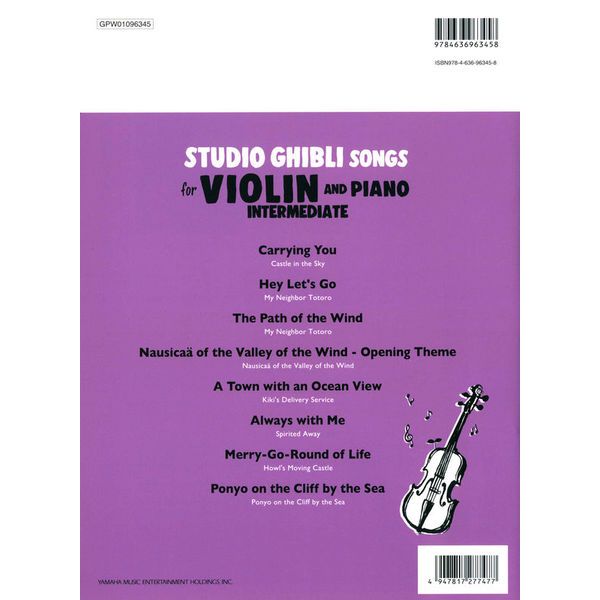 Yamaha Music Entertainment  Studio Ghibli Songs Violin Int