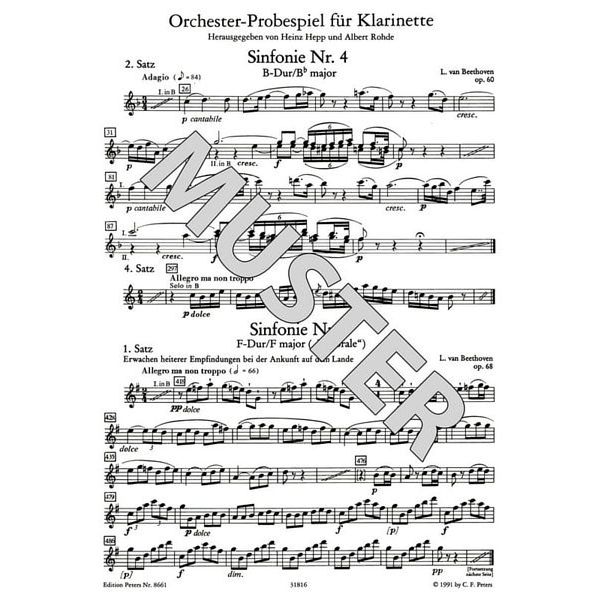 Edition Peters Orchester Probe Klarinette