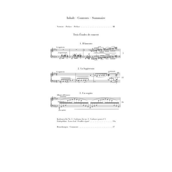 Henle Verlag Liszt Trois Etudes de Concert