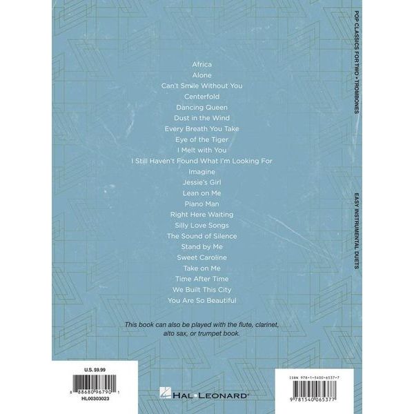 Hal Leonard Pop Classics For Two Trombones