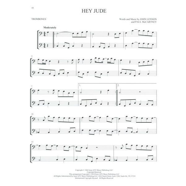 Hal Leonard The Beatles For Two Trombone