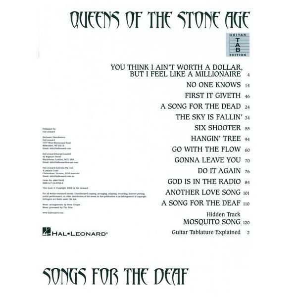 Wise Publications Queens Of The Stone Age Deaf
