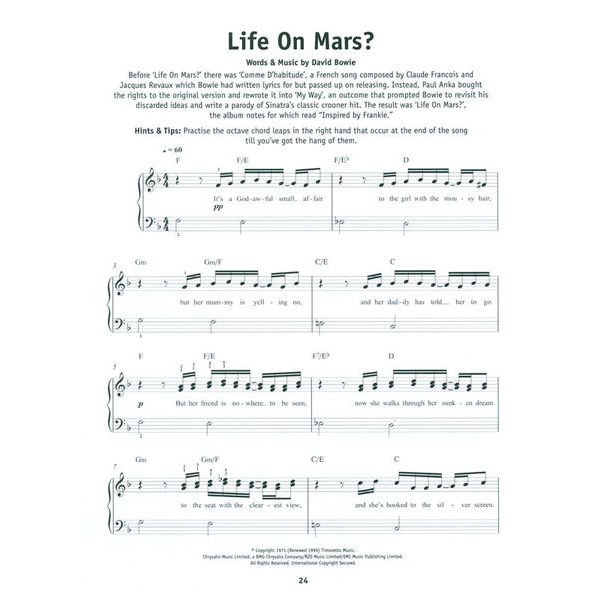 Wise Publications Really Easy Piano David Bowie