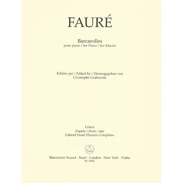 Brenreiter Fauré Barcarolles