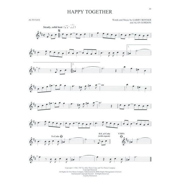 Hal Leonard 101 Popular Songs Alto Sax