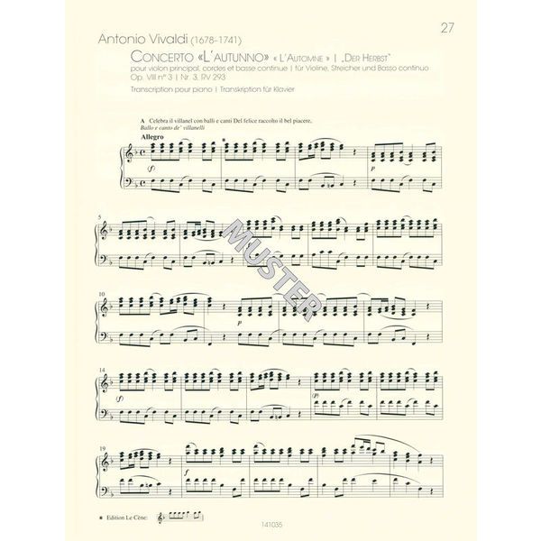 Ricordi Vivaldi Vier Jahreszeiten Pian