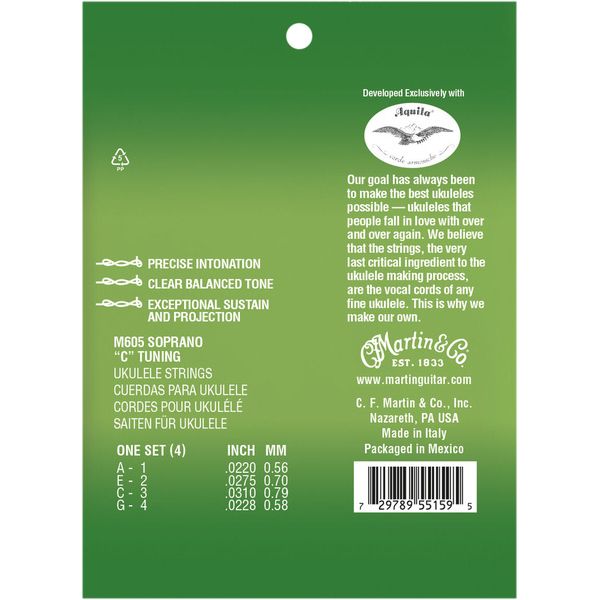 Martin Guitar M605 NEW Ukulele String Set