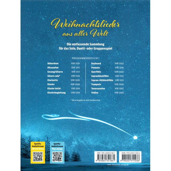 Holzschuh Verlag Weihnachtslieder Akkordeon