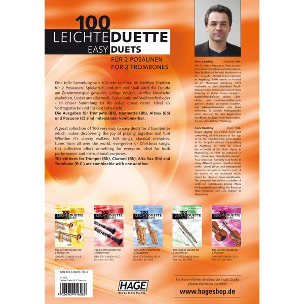 Hage Musikverlag 100 Leichte Duette Posaune