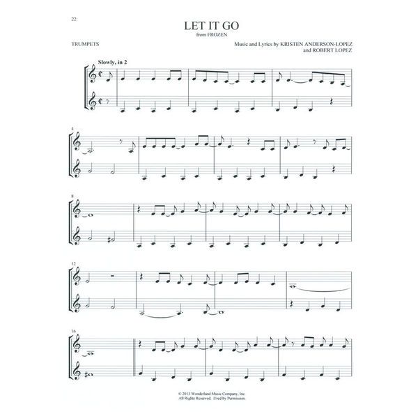 Hal Leonard Disney Songs For Two Trumpet