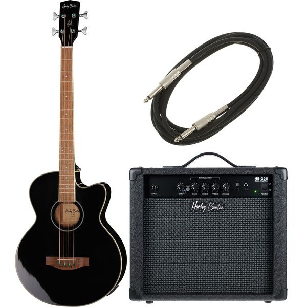 Harley Benton B-30BK Acoustic Bass Bundle