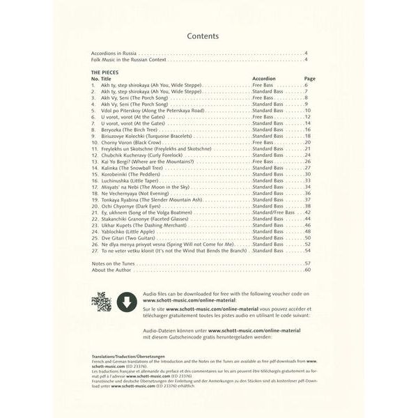 Schott Russian Folk Tunes Accordion