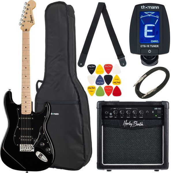Squier Sonic Strat HSS Black Set