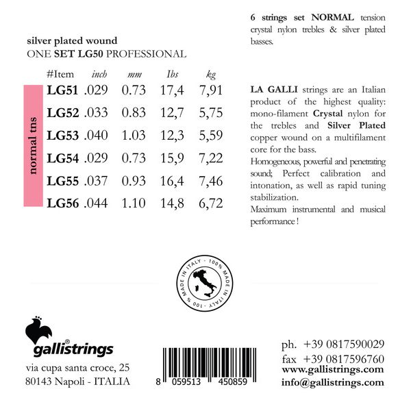 Galli Strings LG50 La Galli Classical Guitar