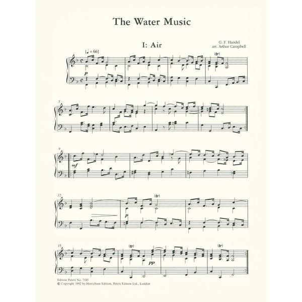 Edition Peters Hndel Wassermusik Klavier