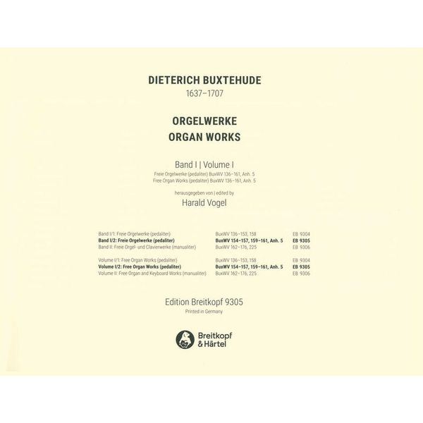 Breitkopf & Hrtel Buxtehude Orgelwerke Set 1