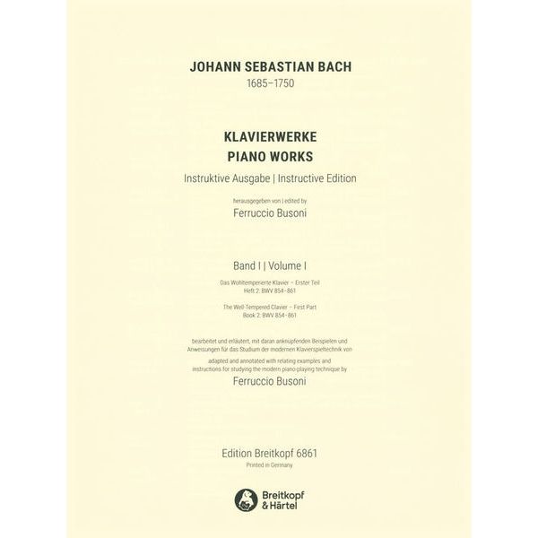 Breitkopf & Hrtel Bach/Busoni Wohltemperiert 1/2