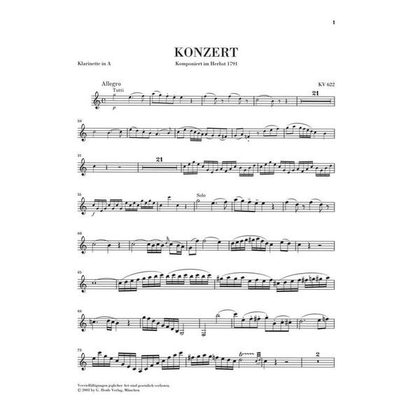 Henle Verlag Mozart Klarinettenkonzert