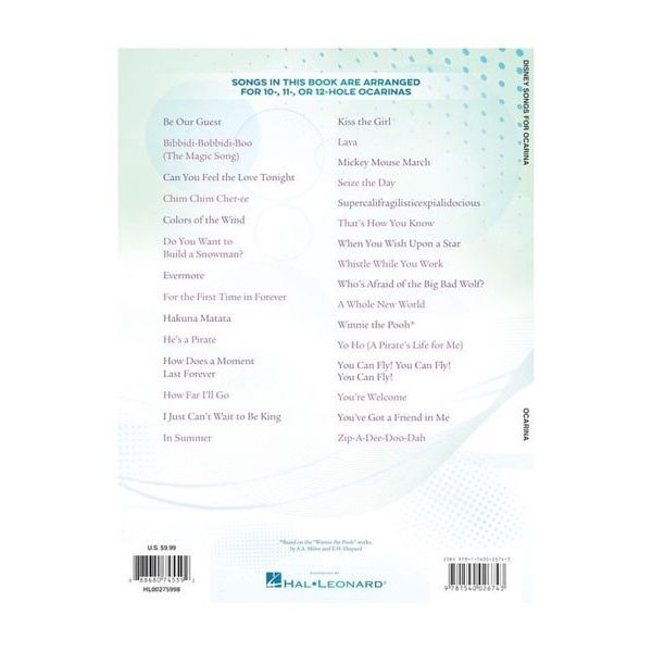 Hal Leonard Disney Songs For Ocarina